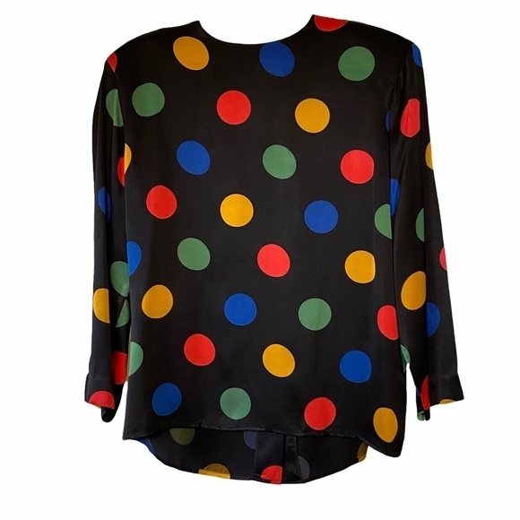 Vintage Tops - Vintage Silk Polka Dot Roberto Quaglio Blouse Sz 38 Small